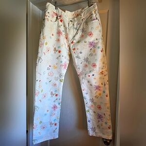 Levi's Women's middy straight jeans Printed Art, White, Size 32 X 30